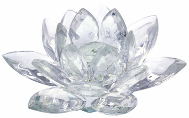 fleur lotus cristal roche verre fond blanc - obrazy, fototapety, plakaty