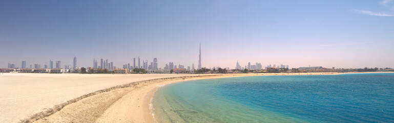 Dubai. Panorama of beautiful beach and sea
