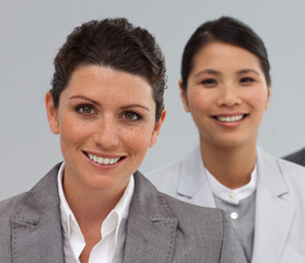 Attractive Business people standing in a line