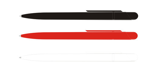 Pen black, red, white . side face.