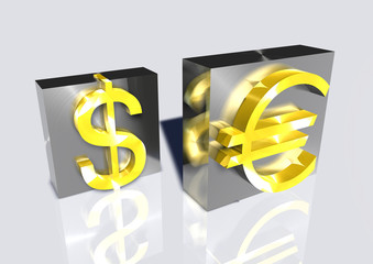Euro, Dollar in Gold