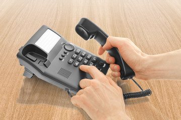office telephone with hands