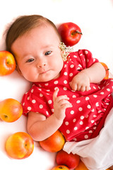 Fototapeta na wymiar Baby with apples