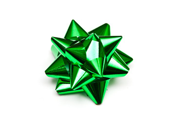 green bow isolated on white background