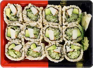 California Sushi rolls isolated on white