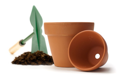 images d'un pot de fleurs en terre cuite - jardinage