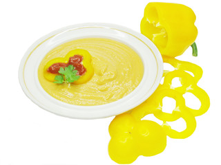 yellow soup with pepper