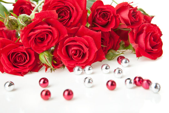 Red roses and beads