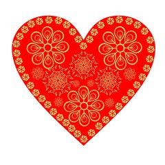 czerwone serce ze złotymi motywami roślinnymi © Lasa