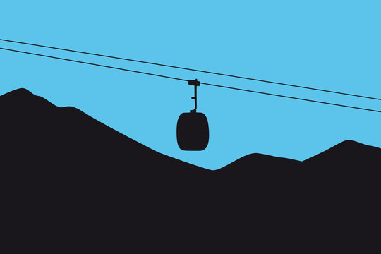 Silhouette einer Gondelbahn