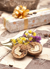 two nuts and gift box