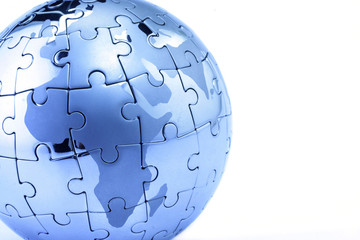 Globe puzzle showing the world
