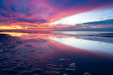 Fototapeta premium Sunset on the beach in the Netherlands