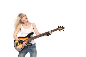 Cute female playing guitar