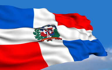 Dominican flag waving on wind