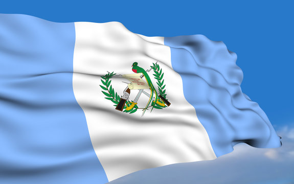 Guatemalan flag waving on wind