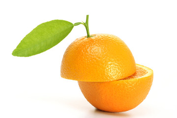 Orange halves on white