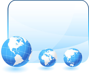 Globes on blank internet background