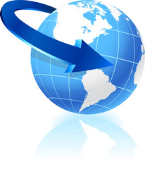 Globe with arrow