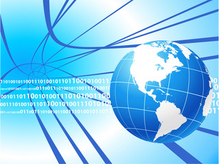 Globe on internet background