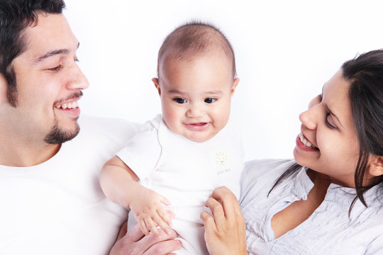 Happy Parents Holding Baby Infant