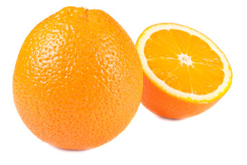 one and half oranges isolated