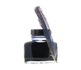 Calligraphy Ink Well and Feather
