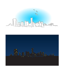 Cityscape day and night