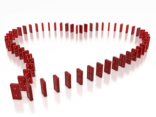 Red domino objects compose in heart shape