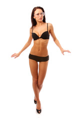 young woman in bikini, isolated on white background