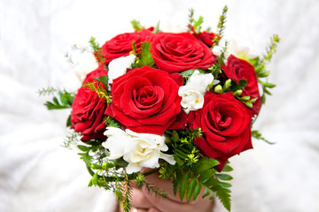 bride holding her wedding bouquet