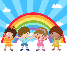 children and rainbow