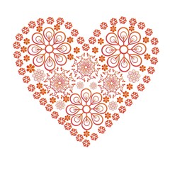 czerwone serce z motywów roslinnych