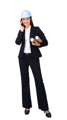 Attractive female architect on phone