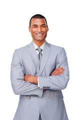 Attractive Afro-american businessman with folded arms