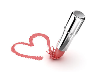 Heart written by red lipstick.