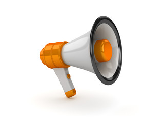 Shiny megaphone isolated on white