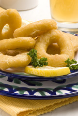 Spanish tapas. Fried squid rings. Calamares a la romana.