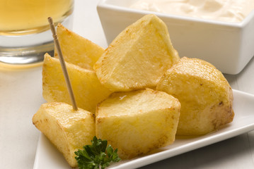 Spanish tapas. Pan-fried potatoes.