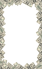 Frame of dollars on white background