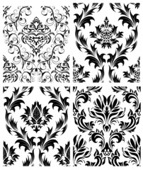 damask seamless patterns set