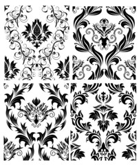 damask seamless patterns set