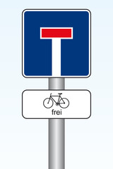 Sackgassenschild / Fahrrad frei