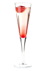 Champagne with strawberry - christmas alcohol cocktail