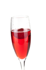 Champagne with strawberry - christmas alcohol cocktail