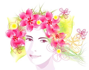 Zelfklevend Fotobehang vector lente meisje © blina