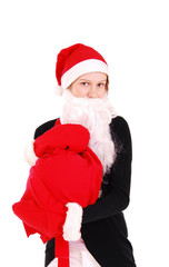 Beautiful christmas woman in santa hat.