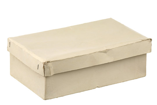 Old cardboard box on a white background