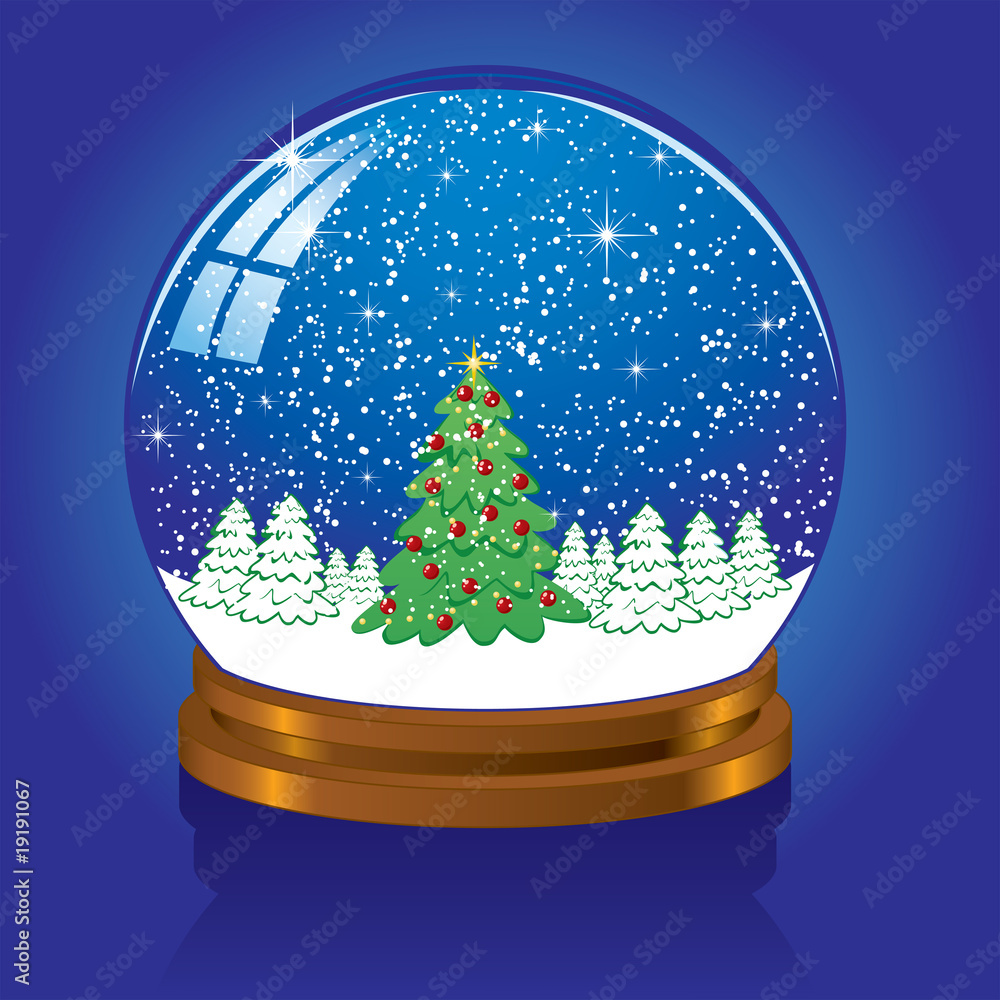 Wall mural snow globe with christmas tree