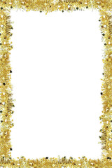 Gold tinsel, isolated.